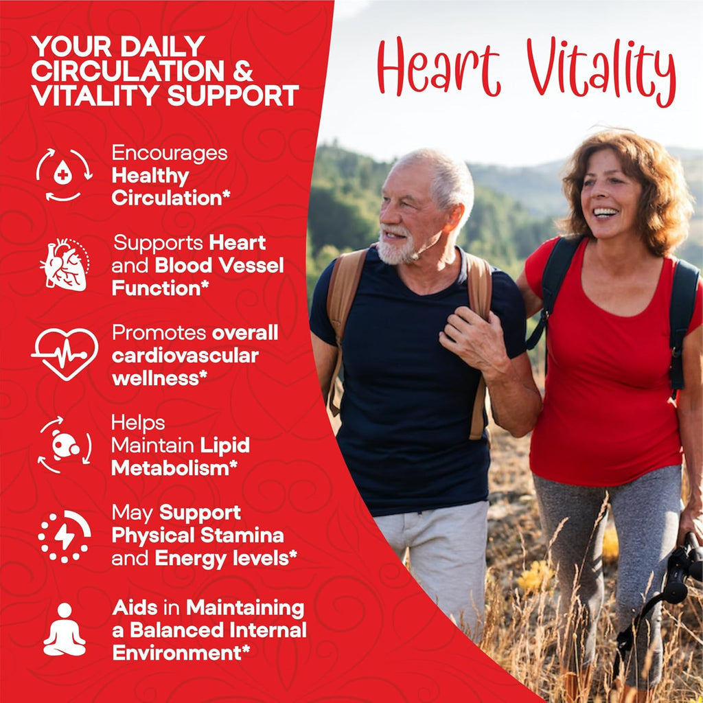 Heart Support and Blood Flow Supplement, 120 Capsules, Supports Cardiovascular Health, Healthy Cholesterol, Triglyceride, Homocysteine, CRP Levels | Boost Naturally Circulatory Function