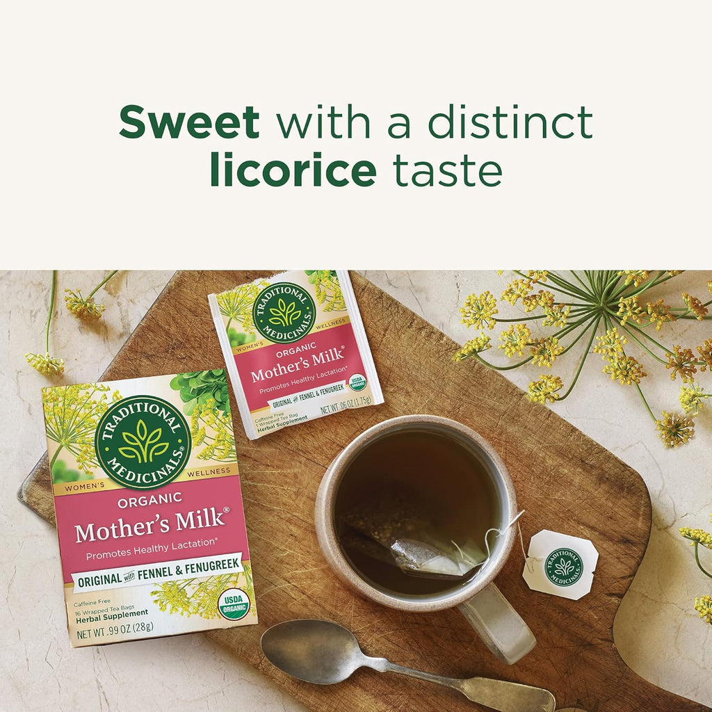Traditional Medicinals - Organic Mother's Milk Herbal Tea (6 Pack) - Promotes Healthy Lactation in Breastfeeding Moms - 96 Tea Bags Total