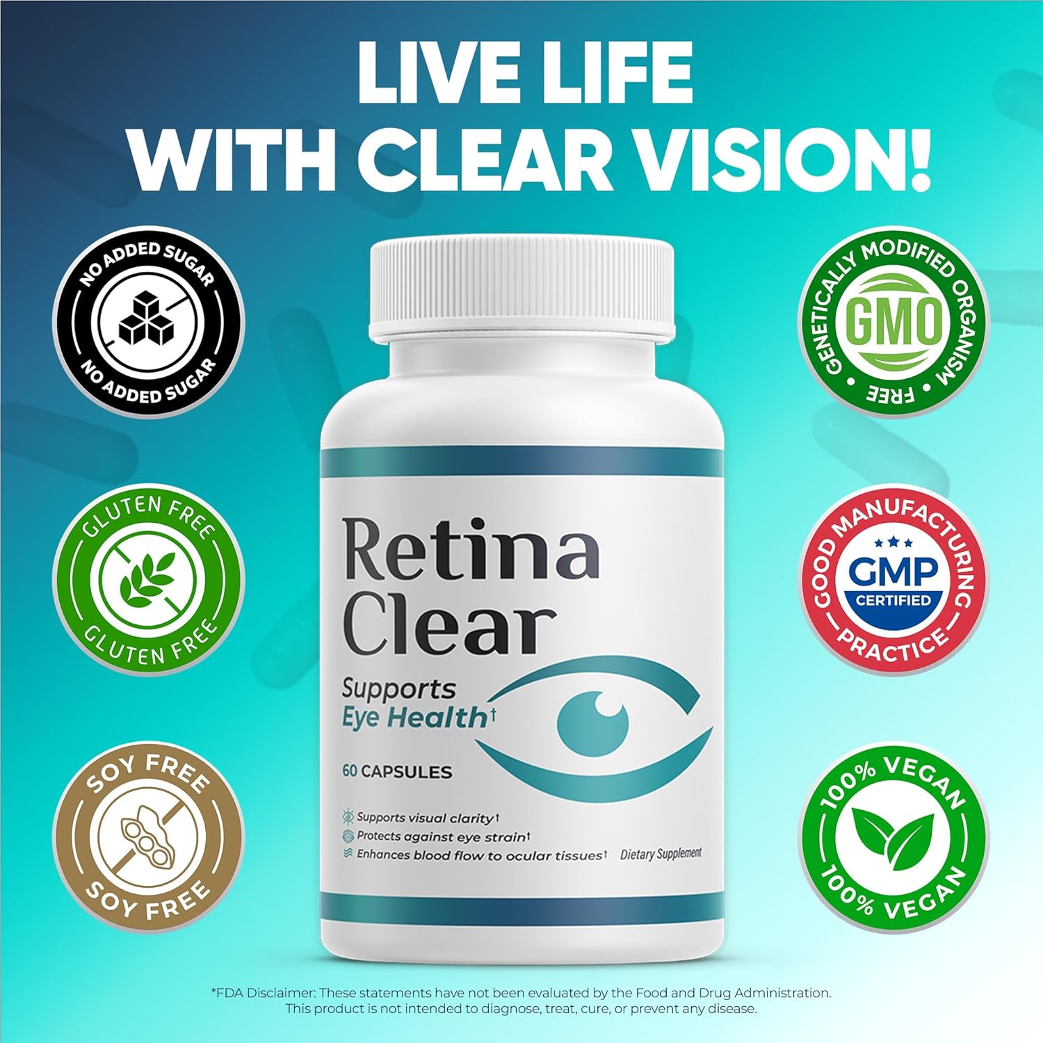 Vision Support Supplement – Eye Health Formula with Lutein, Zeaxanthin, Quercetin, Vitamin A, Zinc, & Bilberry – Supports Visual Clarity, Focus & Eye Fatigue Relief – 60 Capsules (1)