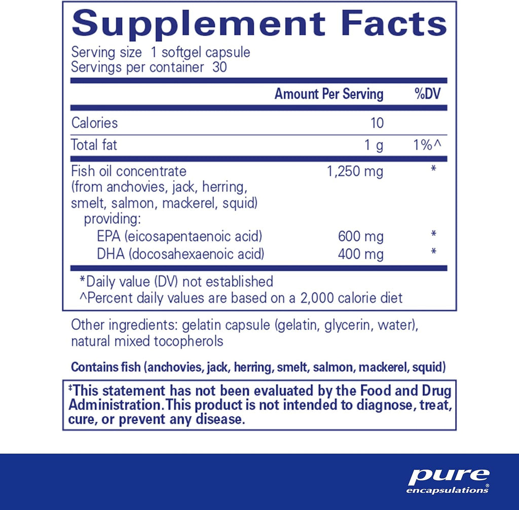 Pure Encapsulations O.N.E. Omega - Fish Oil Supplement for Heart Health, Joints, Skin, Eyes, and Cognition* - Fish Oil Concentrate with EPA and DHA - 30 Softgel Capsules