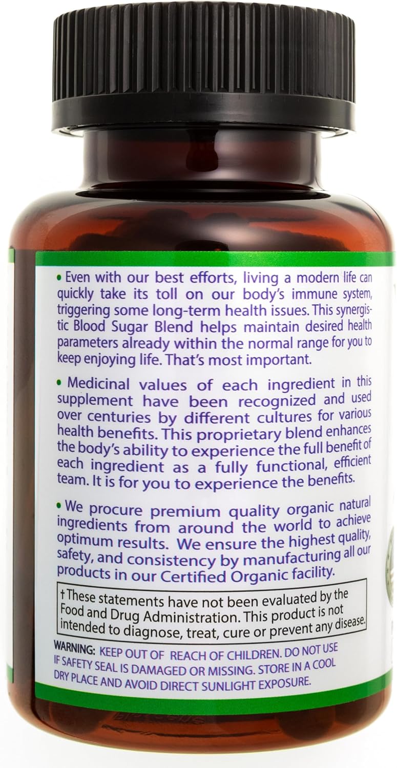 USDA Organic Blood Sugar Blend | Supports Healthy Metabolism* | with Bitter Melon, Moringa, Aloe Vera, Nopal, Papaya Extracts & More | 60-Day Supply | Vegan & Non-GMO | USA-Made