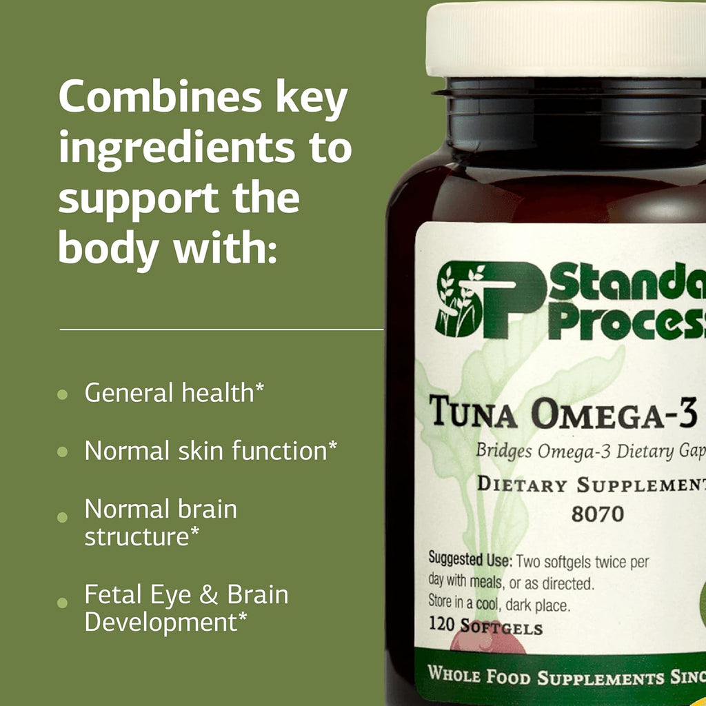 Standard Process Tuna Omega-3 Oil - Brain & Eye Health Support Supplement - Essential Fatty Acid Supplement with Omega-3 - Nutritional Supplement to Aid Skin Health - 120 Softgels