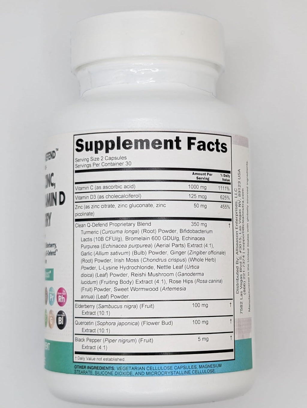 Clean Nutraceuticals Quercetin Zinc Vitamin C Vitamin D Bromelain Elderberry - Lung Immune Support Supplement Adults with Artemisinin, Sea Moss, Echinacea, Allergy Relief (60 Count (Pack of 2))