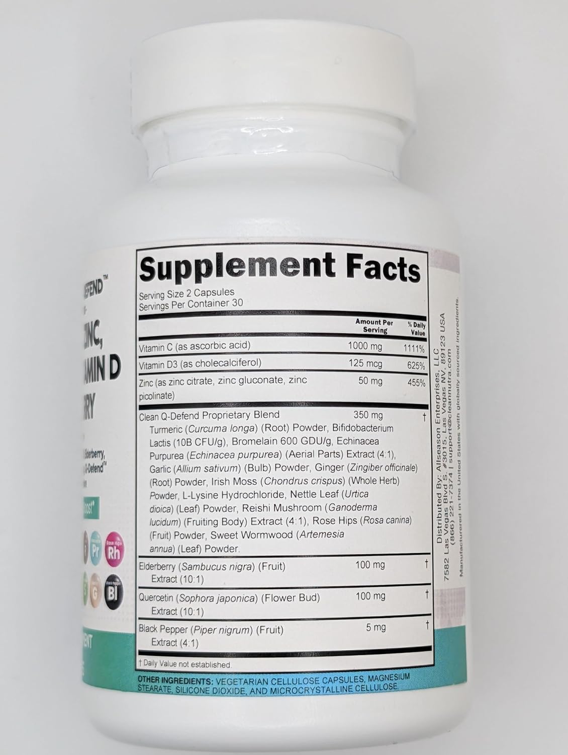 Clean Nutraceuticals Quercetin Zinc Vitamin C Vitamin D Bromelain Elderberry - Lung Immune Support Supplement Adults with Artemisinin, Sea Moss, Echinacea, Allergy Relief (60 Count (Pack of 2))