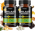 Shilajit Capsules 18000mg with Ashwagandha, Rhodiola Rosea, Panax Ginseng, Cordyceps, Turmeric, Ginkgo, Fulvic Acid Trace Minerals Supplement for Men & Women 60 Count Non-GMO Gluten-Free 2pack