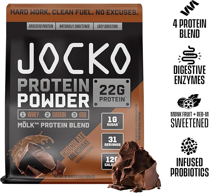 Jocko Fuel 3 Pack Gym Bundle - Creatine, Chocolate MOLK, & Blue Raspberry Pre Workout