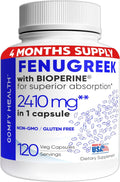Fenugreek Capsules, 2410mg Per Capsule, 120 Count, Fenugreek Pills with Bioperine for Superior Absorption, Non-GMO, Gluten Free Fenugreek Seeds Extract Supplements, Fenogreco Capsulas