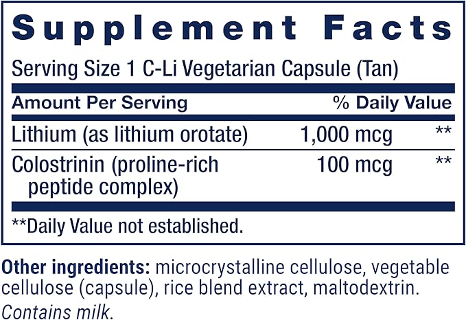 Life Extension Memory Protect, Lithium, colostrinin Milk peptides, Memory and Cognitive Health Support, Gluten-Free, Non-GMO, 12 colostrinin-Lithium (C-Li) Capsules, 24 Lithium (Li) Capsules
