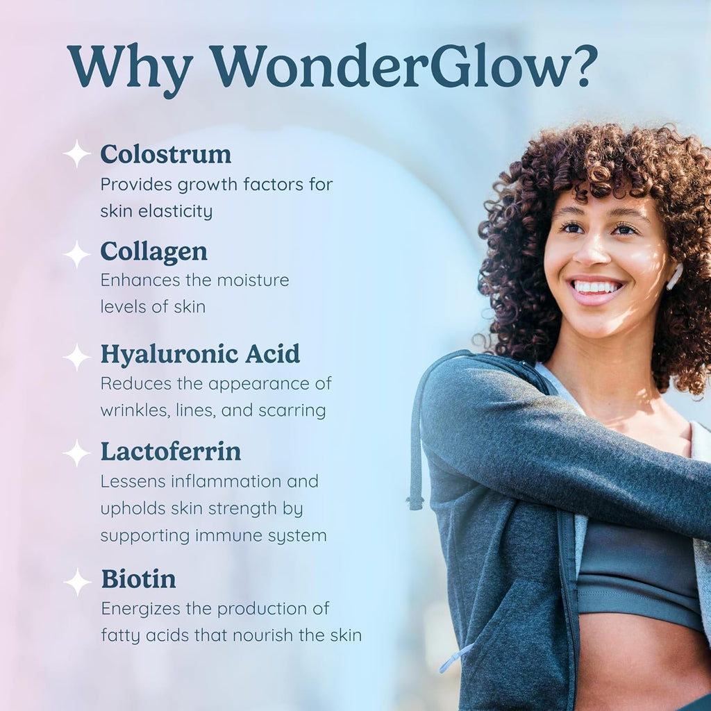 Hair Skin and Nails Vitamins w/Bovine Colostrum, Collagen, Hyaluronic Acid, Biotin, Zinc, & Lactoferrin┃Supports Faster Hair Growth, Stronger Nails and Glowing Skin (30 Servings, Capsule)