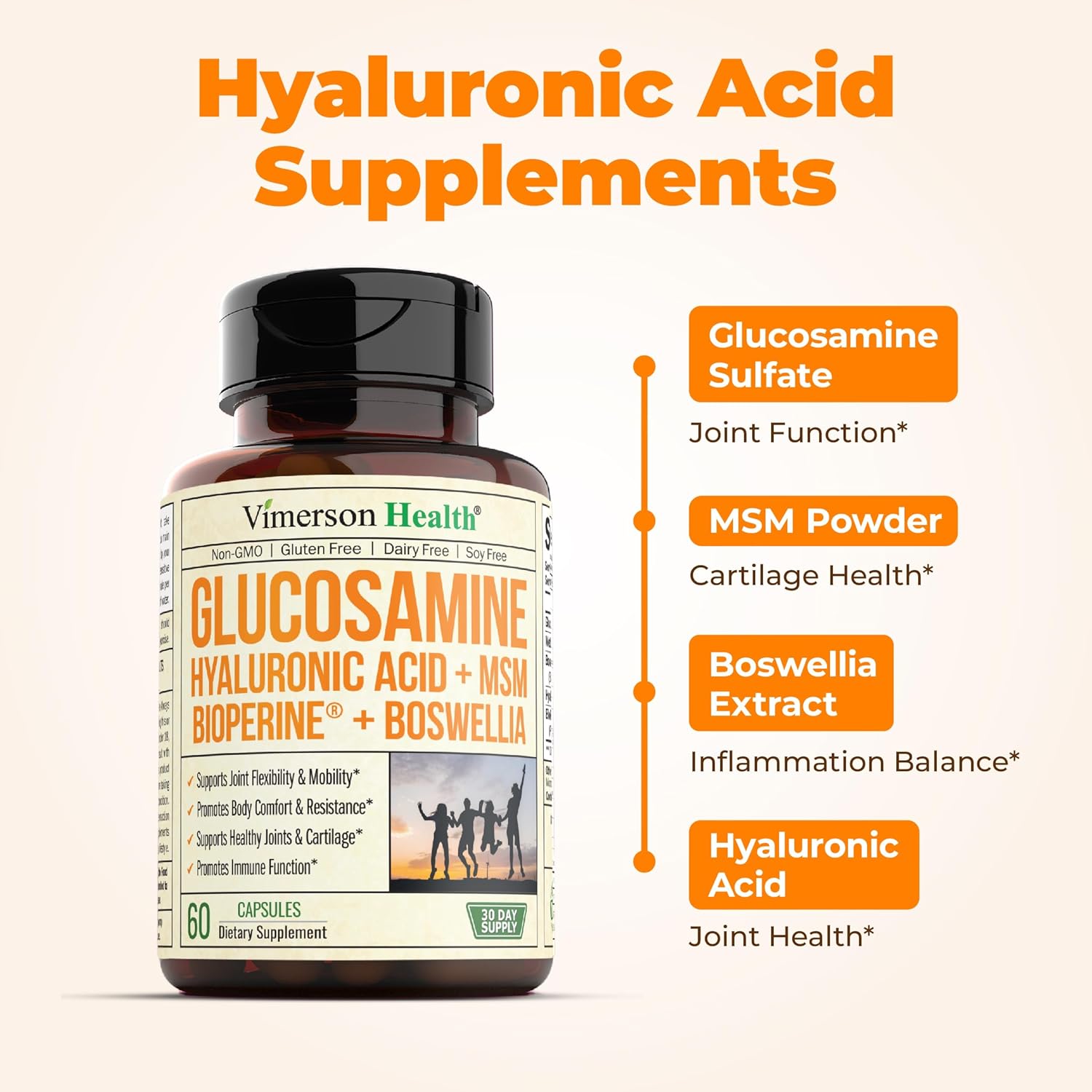 Glucosamine with Hyaluronic Acid, Black Pepper, MSM & Boswellia - 5-in-One Joint Support Supplement. Antioxidant & Inflammatory Support - Joint Health, Flexibility and Comfort. FSA Eligible 2 Pack