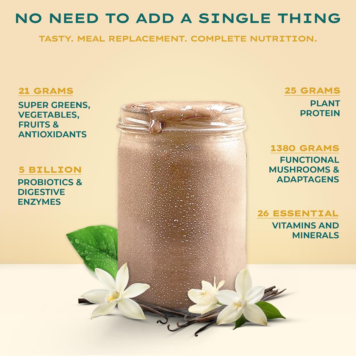 All-In-One Complete Nutrition Meal Shake | 90+ superfoods & nutrients, 21g Organic Fruits & Veggies, 23g Plant-Based Protein | Vegan Friendly | Best Meal Replacement Shake Powder | 33.3oz