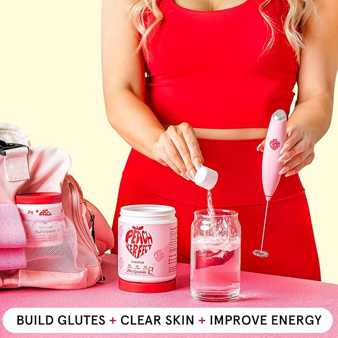Peach Perfect Creatine Monohydrate Powder, Glute Builder Creatine for Women with Collagen, BCAAs, 5g Vegan Micronized Creatine per Serving, for Energy, Muscle Support, 30 SVG, Peach Flavor