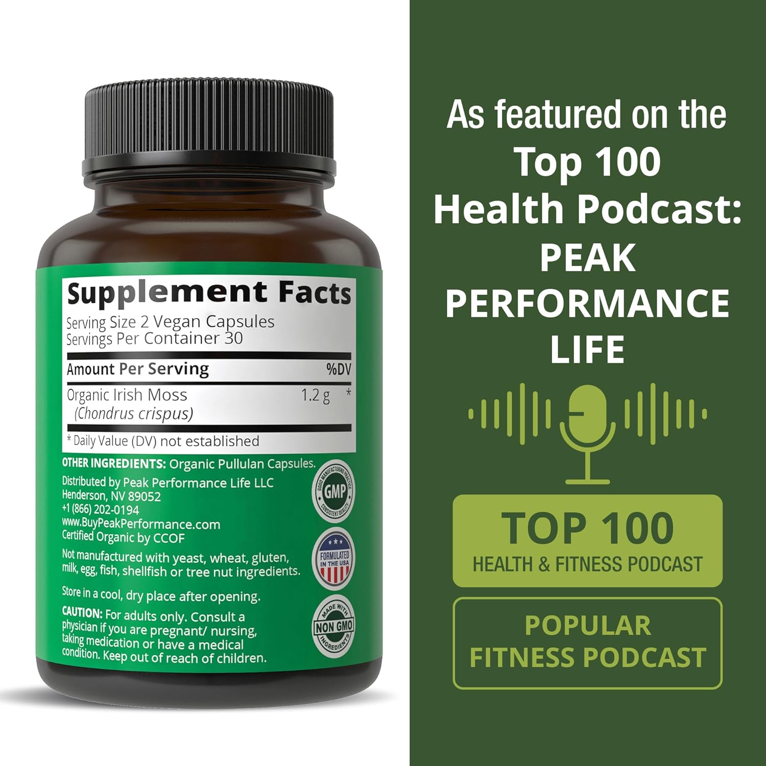 Organic Sea Moss Capsules. Wild Harvested Sea Moss Raw Organic Vegan Supplement from Red Algae Seaweed. 100% Whole Extract Raw Irish SeaMoss Superfood Pills. for Gut, Respiratory, Immune Support.