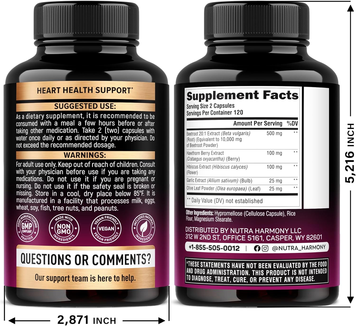 Beet Root Capsules - Healthy Blood Pressure Support Supplement** for Heart & Circulation Support - with Hawthorn Berry, Hibiscus & Garlic - Nitric Oxide for Energy - Made in USA, 240 Capsules