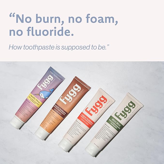 Fygg Nano Hydroxyapatite Toothpaste (Vanillia Vibes) | Vanilla Tooth Paste with Prebiotics (4 Oz) | Natural & Fluoride-Free | Proprietary Enamel Remineralizing & Repair | Dentist Formulated