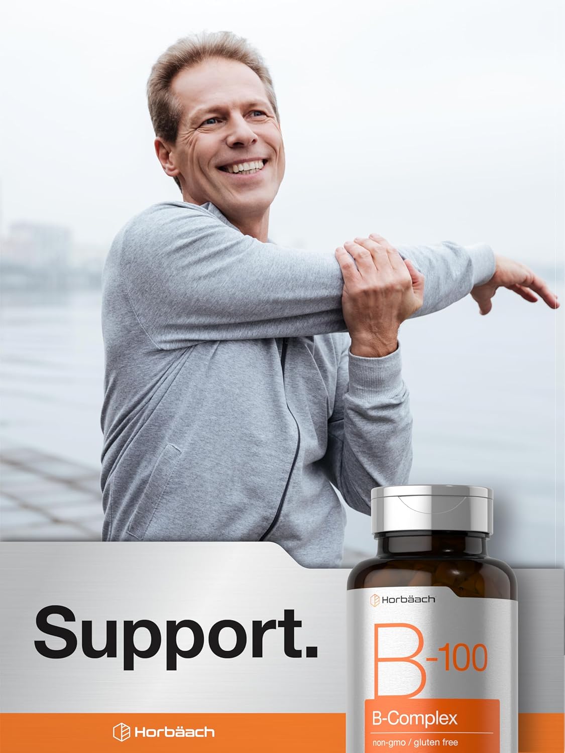Horbäach B-100 Complex Vitamin | 60 Capsules | Non-GMO and Gluten Free Supplement