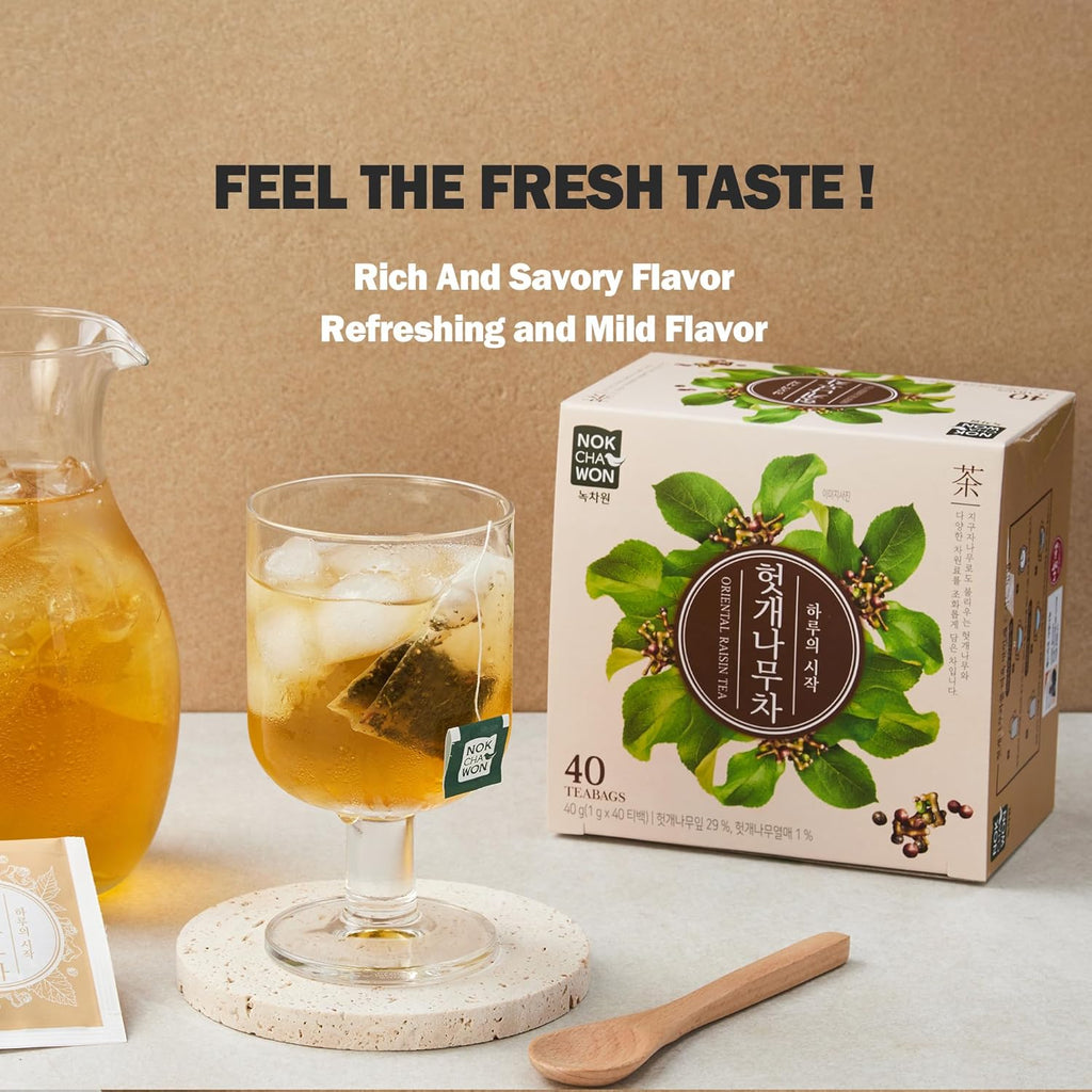 [Nokchawon] Oriental Raisin Tree Tea, Hovenia Dulcis Premium Pure Herbal Tea, Korean Tea, 40 Count Tea Bags, 1.41oz(40g)