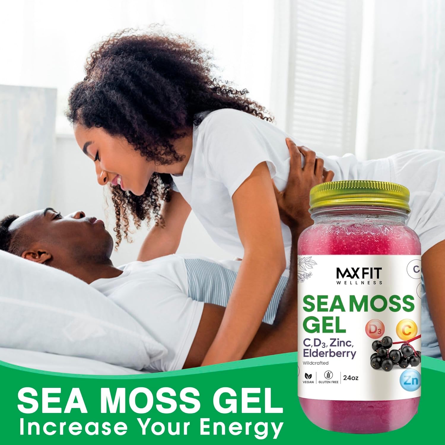 Sea Moss Gel Elderberry Vitamins 24oz Wildсrafted Gold Sea Moss Gel from Saint Lucia | 92 Vitamins and Minerals | Pure Raw+Non-GMO
