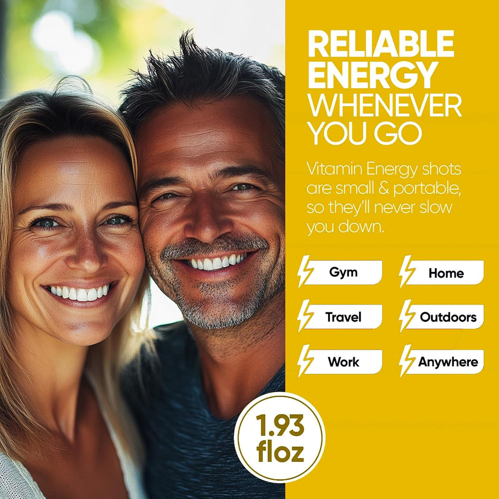 Vitamin Energy B12 11,000% Extra Strength Energy Shot Mango 48 Pack, 260mg Natural Caffeine, B12 & B6, Nootropic Focus, Vitality, Zero Sugar, Gluten-Free, Vegan, Kosher, 1.93 fl oz