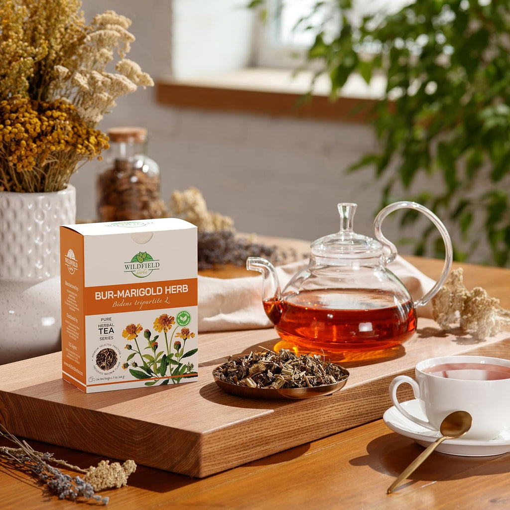24 Bags Dried Marigold Bur Marigold Herb Tea Marygold Tea (Bidens Tripartita L.) - 24 Count 2 g Bags 100% Chereda Bur-Marigold Cáñamo Acuático