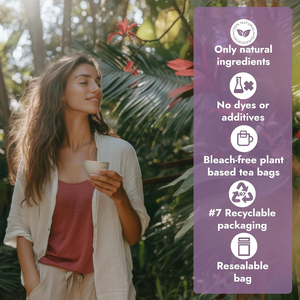 Vital Bloom 120 Tea Bags Lavender Tea, Stress Relief Herbal Tea, Sleepytime Tea, 100% Natural- No Sugar, Caffeine Free, No Gluten, Vegan - Bleach Free (Free Tongs Included)