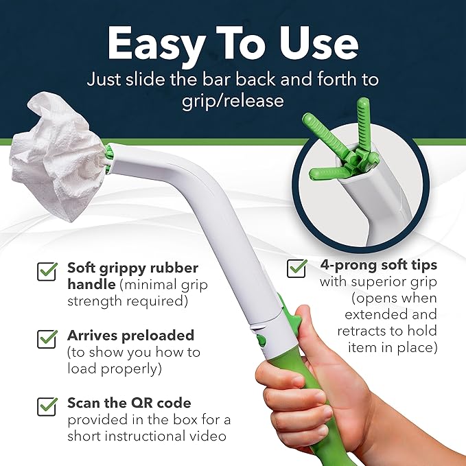 FreedomWand Multipurpose Toilet Aids - Wiping Aid Toileting for Women & Men, Butt Wiper Tool, Toilet Assist Device and Paper Extender, Ideal for Elderly, Disabled and Post Surgery Use - 14.5" Inch