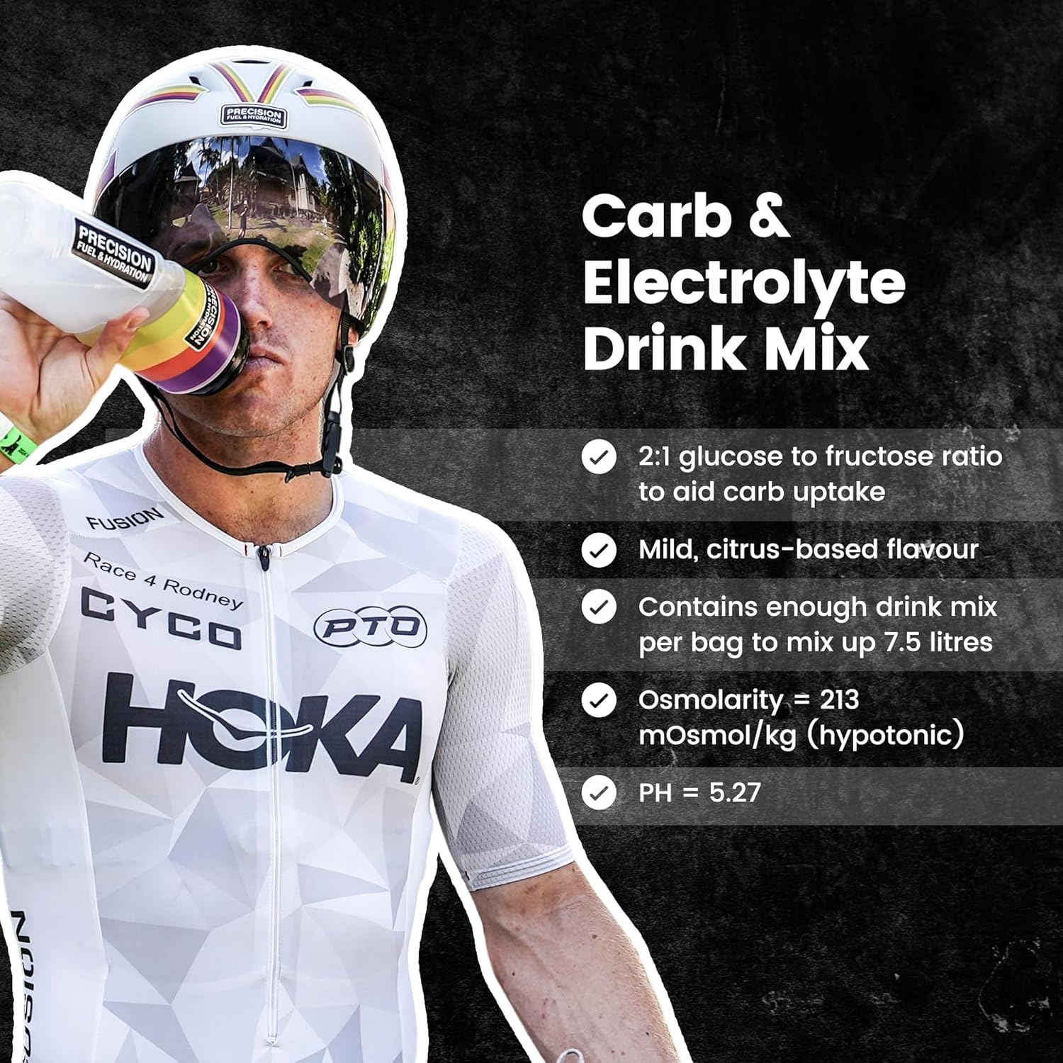 Precision Fuel PF 60 Carb & Electrolyte Drink Mix Powder for Hydration & Energy - Endurance Sports Nutrition, Vegan, Hypotonic - 60g Carb, 1000mg Sodium per Litre - Mild Citrus Flavor