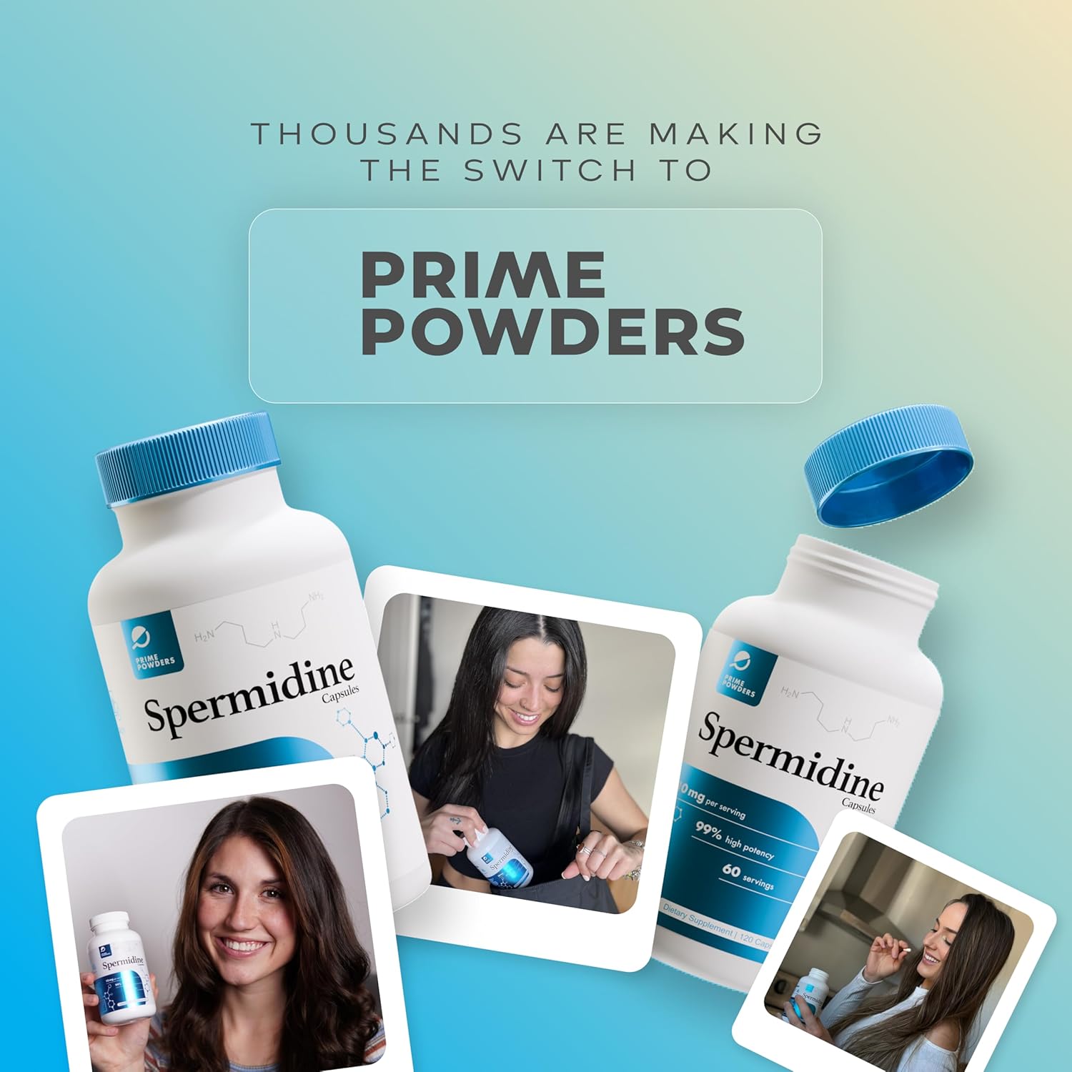 Spermidine Capsules 𝗚𝗟𝗨𝗧𝗘𝗡 𝗙𝗥𝗘𝗘 99% Concentration 100x More Potent Than Wheat Germ Extract for Anti-Aging DNA Telomere Support