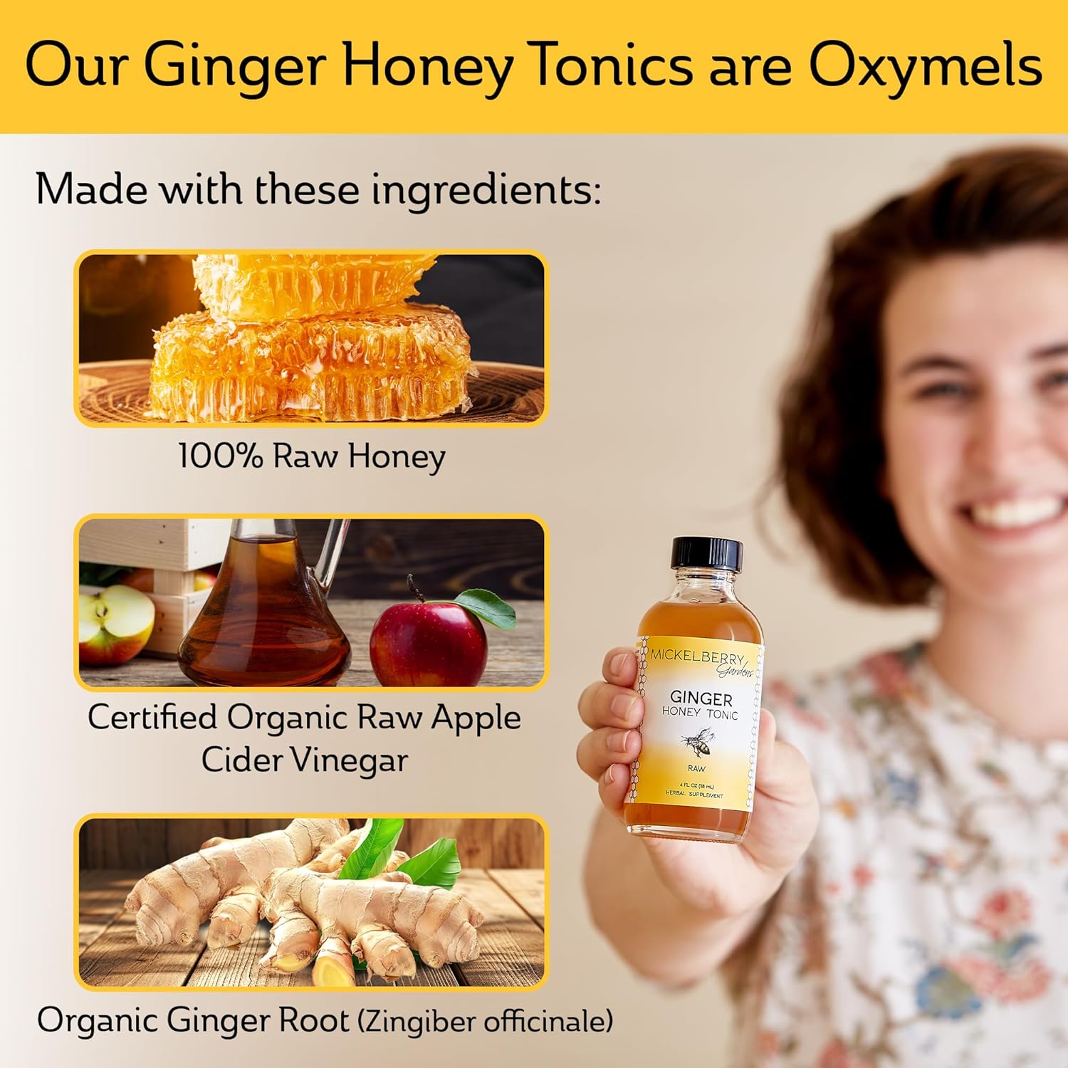 Mickelberry Gardens Immune Support Ginger Honey Tonic – Organic Ginger Shots & Syrup for Immunity Boost, Digestive Health, and Wellness – 8 Oz (Pack of 2)