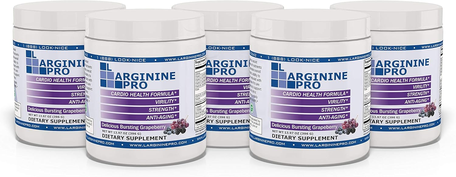 L-ARGININE PRO | 5,500mg L-Arginine Plus L-Citrulline 1,100mg Grape Powder Drink Mix Supplement for Increased Nitric Oxide Production