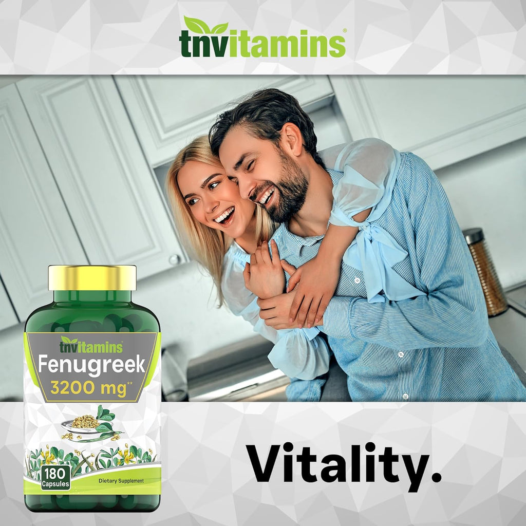 Fenugreek Capsules: 3200 mg - 180 Capsules | Fenugreek Supplement for Men & Women | Fenugreek Seed Powder Extract | Non-GMO | Made in The USA!