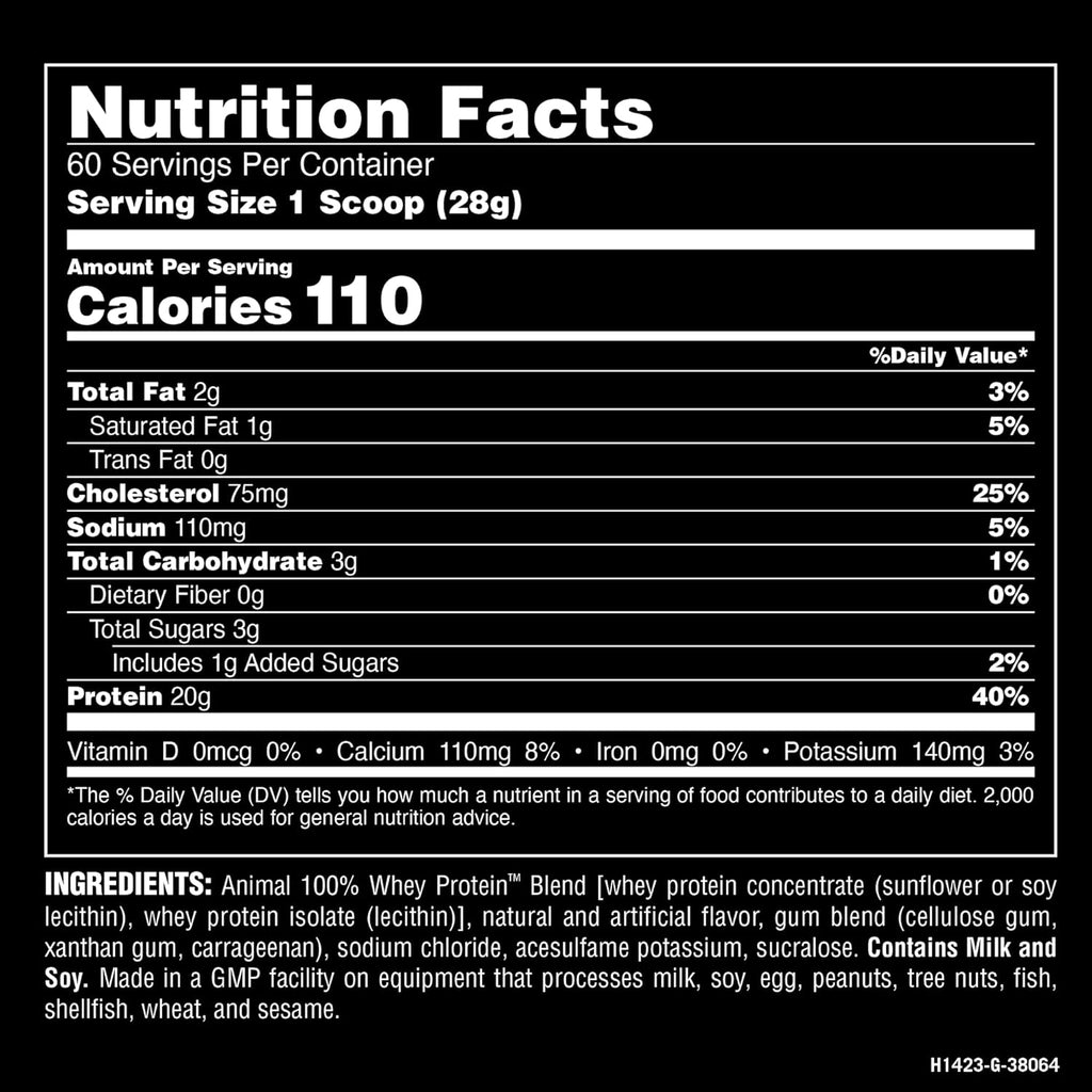 Animal 100% Whey Protein Powder – Whey Blend for Pre Workout or Post Workout, Recovery, or an Anytime Low Sugar Protein Boost Meal Replacement with BCAA Branched Chain Amino Acids – Vanilla, 4 lb