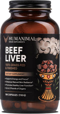Humanimal Beef Liver Supplement | Nutrient-Dense Beef Liver Capsules | 100% Grass-Fed & Finished, Freeze-Dried | Boosts Energy Levels, Focus, Skin Health & Liver Function | Non-GMO, 180 Capsules
