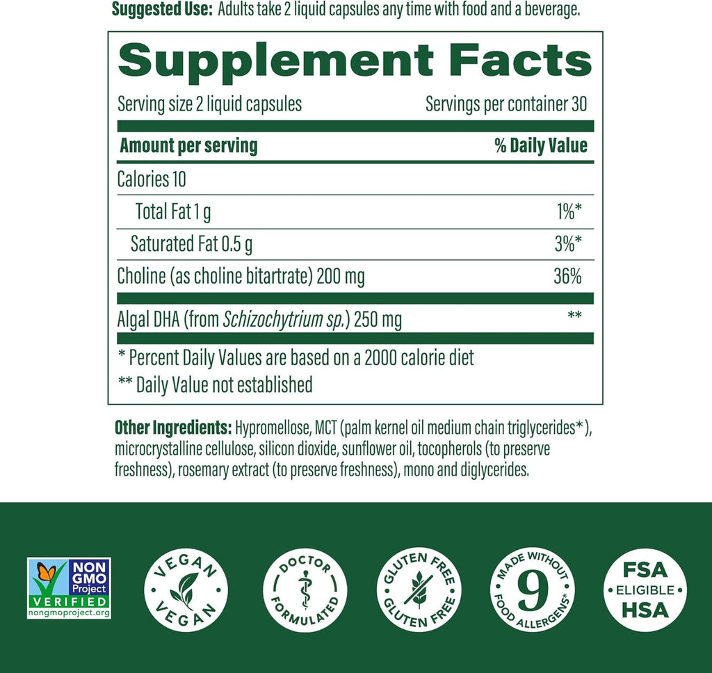 MegaFood Baby & Me 2 Prenatal Vitamins for Women, DHA & Choline Supplements, Liquid DHA and Choline for Baby's Brain and Eye Development During Pregnancy, Vegan, 60 Capsules (30 Servings)