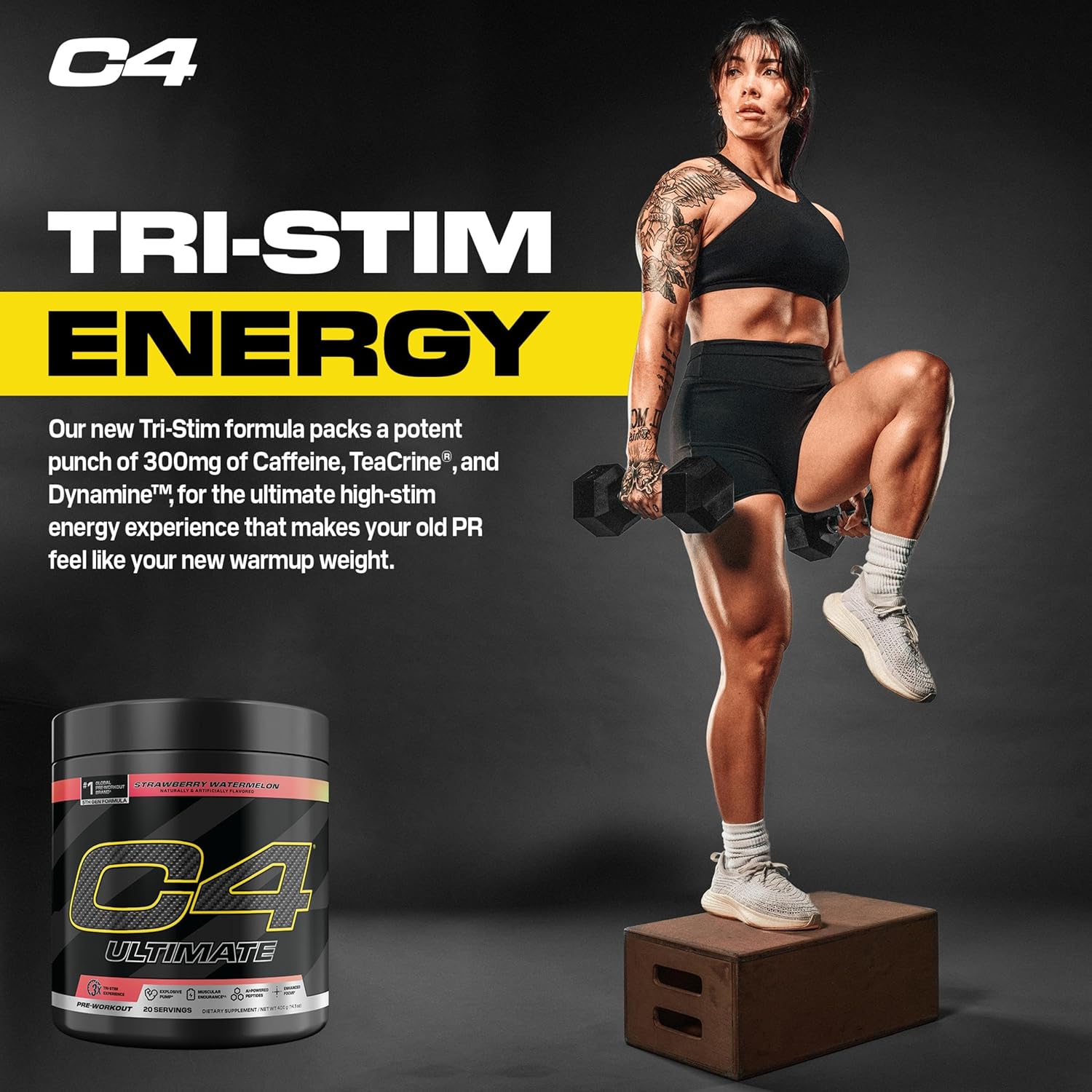 Cellucor C4 Ultimate Pre Workout Powder Strawberry Watermelon - Sugar Free Preworkout Energy Supplement for Men & Women - 300mg Caffeine + 3.2g Beta Alanine + 2 Patented Creatines - 20 Servings