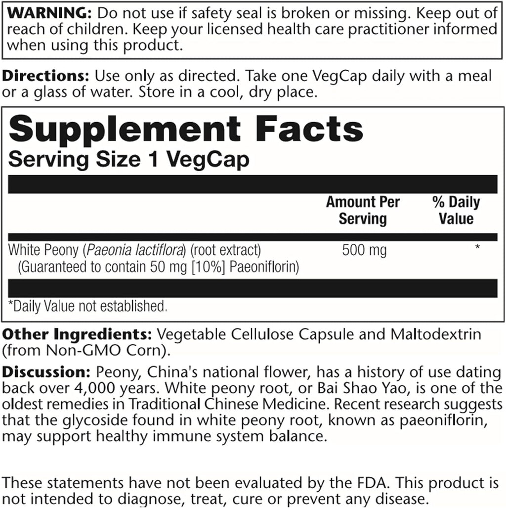 SOLARAY White Peony Root Extract | 60 VegCaps