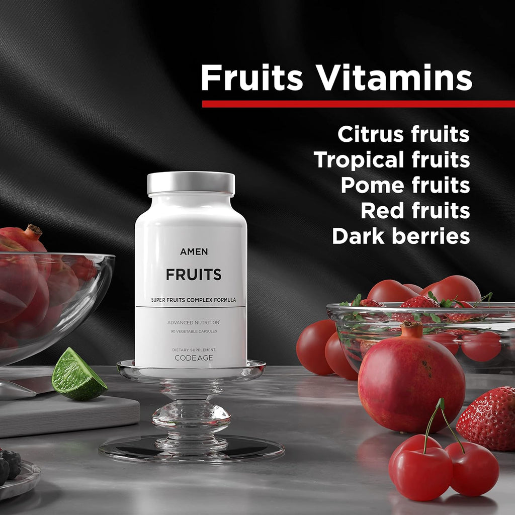 Amen Fruits, Daily Fruits Vitamins Supplements, Over 20 Whole Fruit Extracts - Raw Multivitamin, Berries, Antioxidant Polyphenols Superfood & Flavonoids - Non-GMO - 90 Capsules