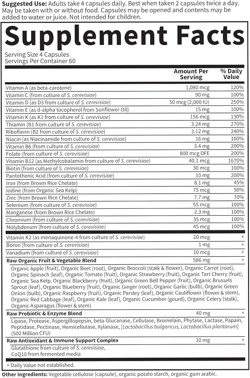 Garden of Life Multivitamin for Women, Vitamin Code Women's Multi - Whole Food Womens Multi Vitamins, Iron, Folate not Folic Acid, Vitamin A and Probiotics for Womens Energy, 240 Vegetarian Capsules