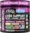 Clean Nutra Liver Cleanse Detox & Repair Supplement Milk Thistle, NAC, TUDCA, Dandelion Root, Artichoke, Choline, Ginger, Beet Root, Burdock, Taurine, Liver Resto 90 Capsules