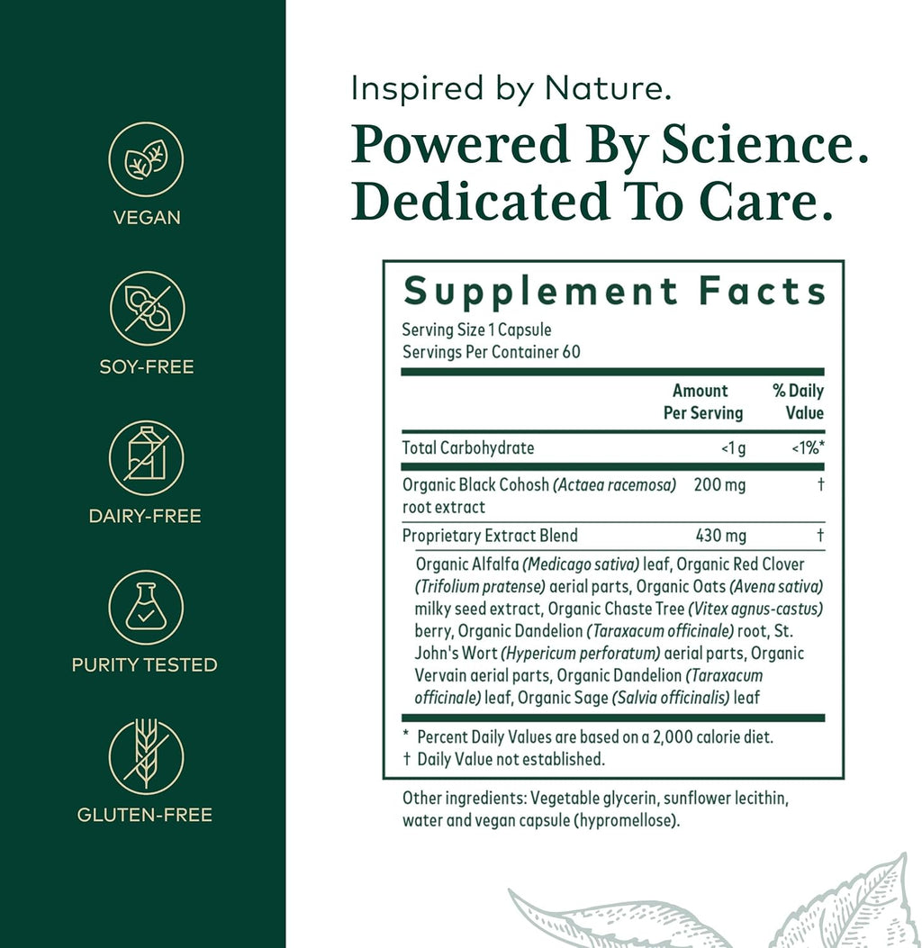 GAIA HERBS PRO Female Support Formula - Supports Healthy PMS & Menopause Fluctuations with Alfalfa Leaf, Black Cohosh Root Extract, Dandelion Root & More* - Vegan - 60 Liquid Phyto-Caps (60 Servings)
