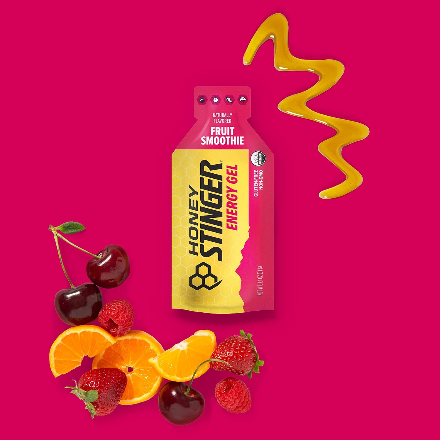 Honey Stinger Energy Gel Variety Pack 12 Packs Each of Gold and Organic Fruit Smoothie Gluten Free & Caffeine Free Sports Nutrition for Home & Gym, Pre and Mid Workout
