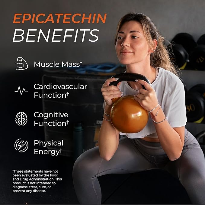 Potent Epicatechin Capsules 500mg Each,1000mg/serving - Advanced Support for Nitric Oxide, Muscle Health & Endurance - for Athletes Seeking Performance Edge - 30,000 Total, 60ct.Made in USA