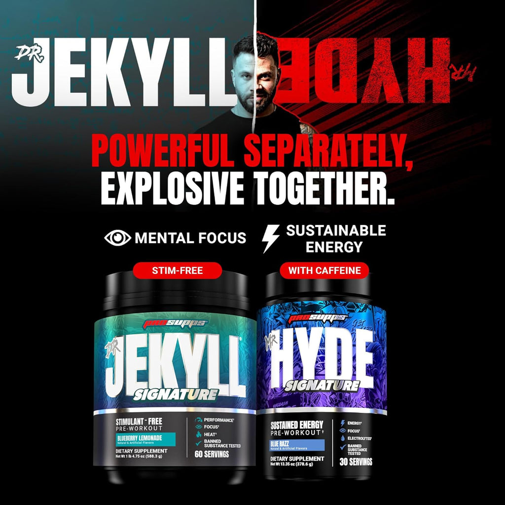 PROSUPPS Mr. Hyde Max Pump Pre Workout Powder - Stim-Free Preworkout Supports Blood Flow, Muscle Volume & Endurance - Caffeine-Free Nitric Oxide Gym & Fitness Supplements (Blue Razz, 20 Servings)