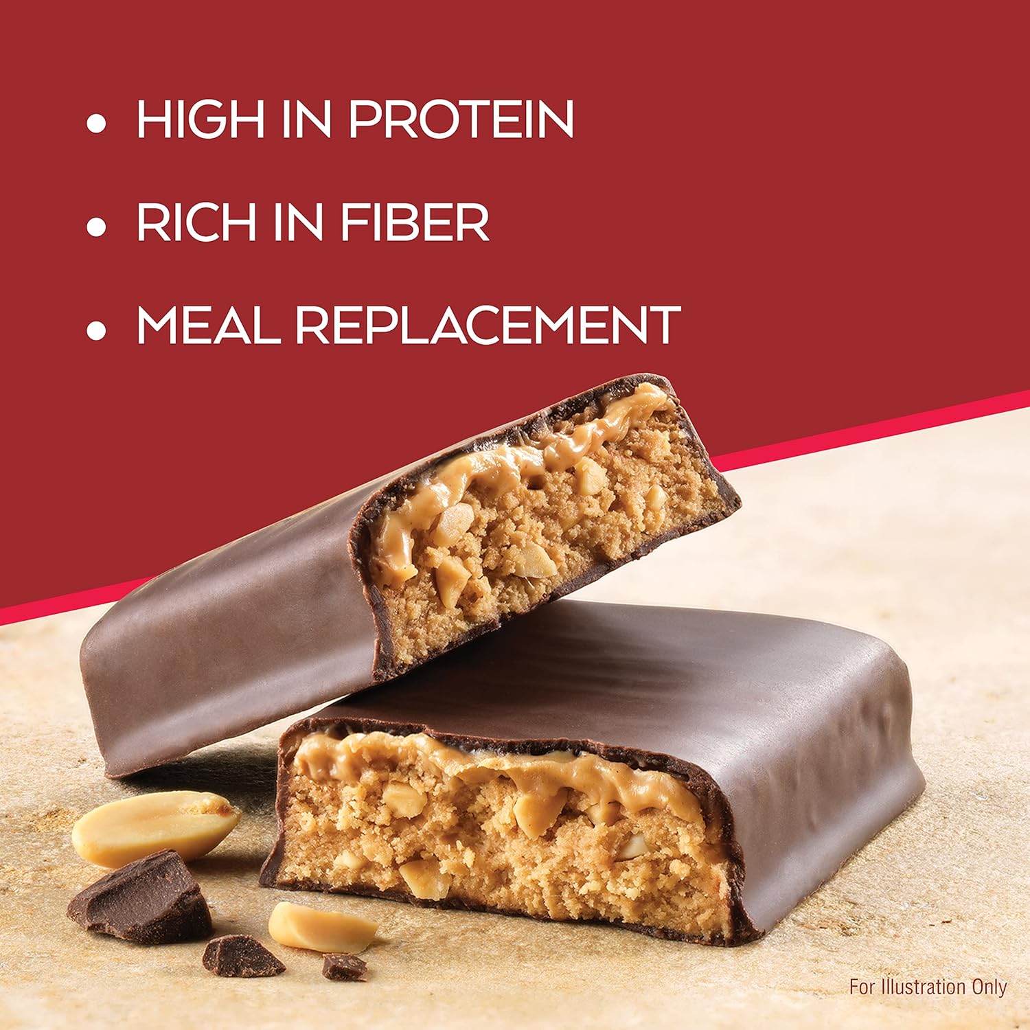 Atkins Chocolate Peanut Butter Protein Meal Bar, High Fiber, 16g Protein, Low Sugar, 3g Net Carb, Low Carb, Keto Friendly, 12 Count