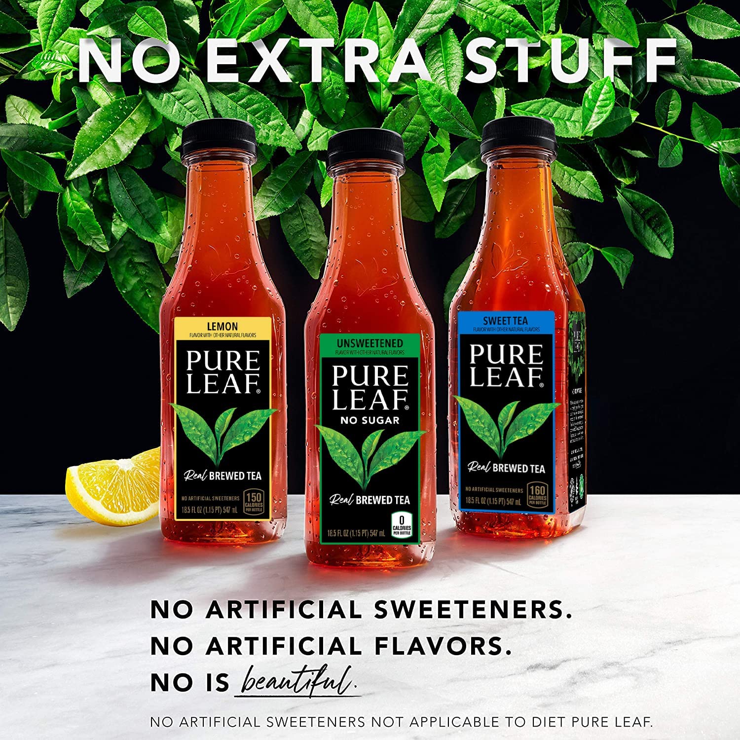 Pure Leaf Iced Tea, Unsweetened 3 Flavor Variety Pack, Zero Sugar & Zero Calories, 18.5 Fl Oz Bottles (Pack of 12)