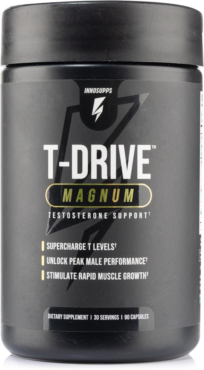 InnoSupps T-Drive Magnum | Testosterone Booster for Men, Amplify Muscle Growth - Tongkat Ali, Zinc, Fenugreek - Fat Burner & Testosterone Supplement for Men (90 Capsules)