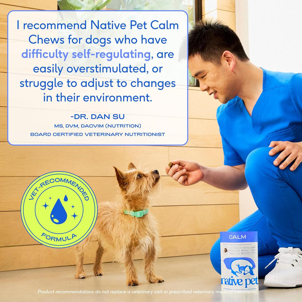 Native Pet Calming Chews for Dogs - Melatonin for Dogs Anxiety Relief - Grain Free All Natural Hemp Calming Treats & L-Theanine Helps Manage Stress & Separation Anxiety - Puppy Sleep Aid - 30 Chews