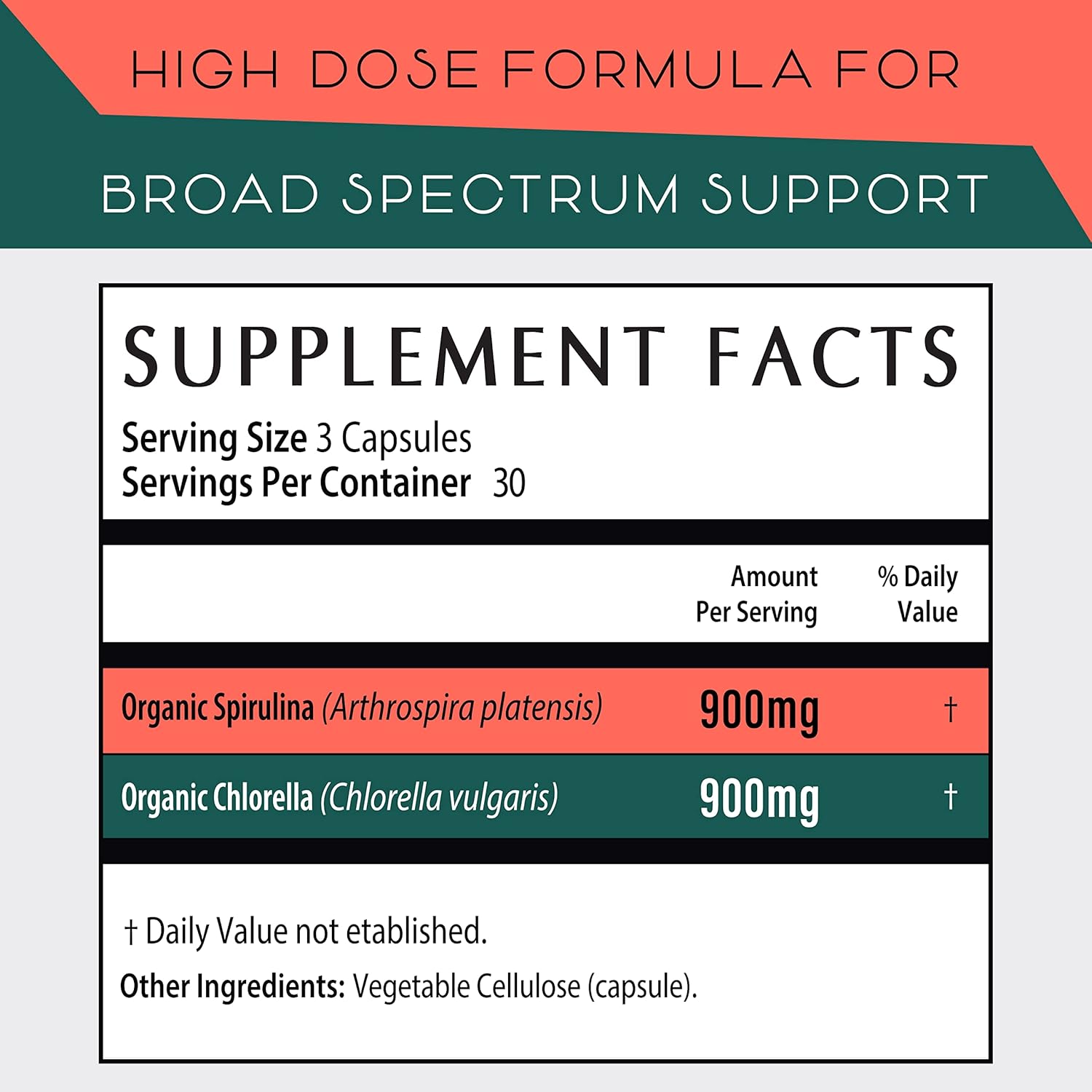 Organic Spirulina and Chlorella Capsules – Chlorophyll Pills & Blue Green Algae to Support Powerful Detox, Energy & A Healthy Immune System– 3X More Chlorella Spirulina Powder/Serving – 90 Ct
