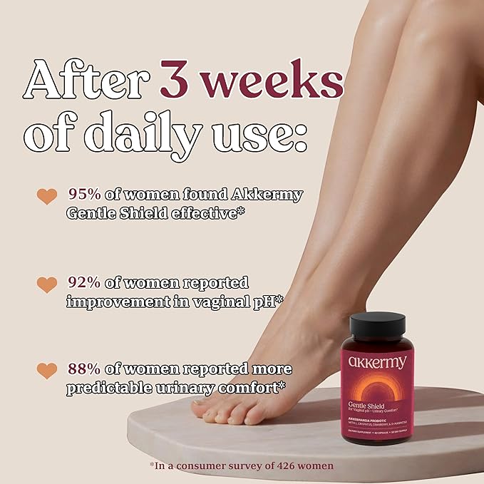 Gentle Shield Vaginal & Urinary Probiotic for Women with Akkermansia, L. Crispatus, Cranberry, & D-Mannose - Supports Vaginal pH Balance, Urinary Comfort & Flora Defense - 60 Day Supply | Made in USA