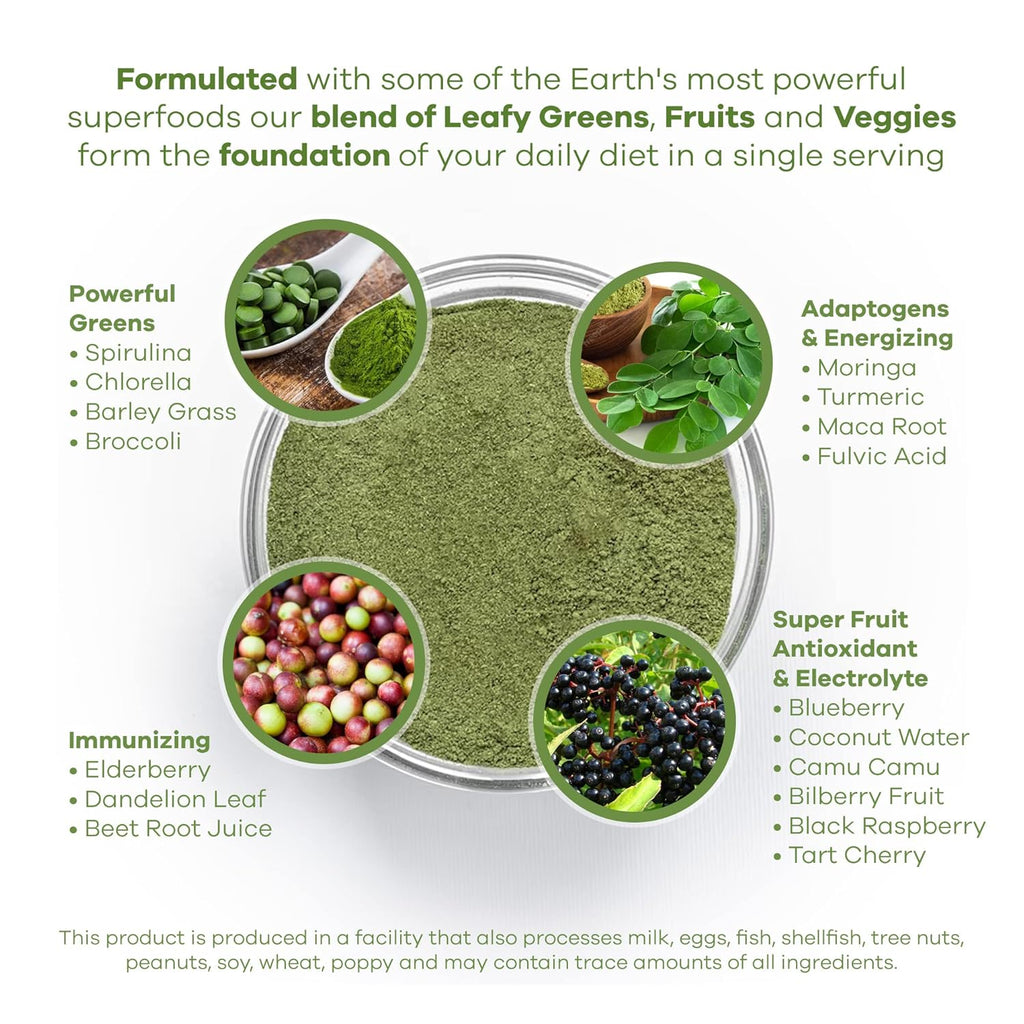 Red's Kitchen Sink Power Greens Powder - Daily Greens Superfood Powder - Fruity, Veggie, & Green Leafy Smoothie Drink Mix - Superfoods Maca Root, Spirulina, Chlorella, & More (200 Grams)
